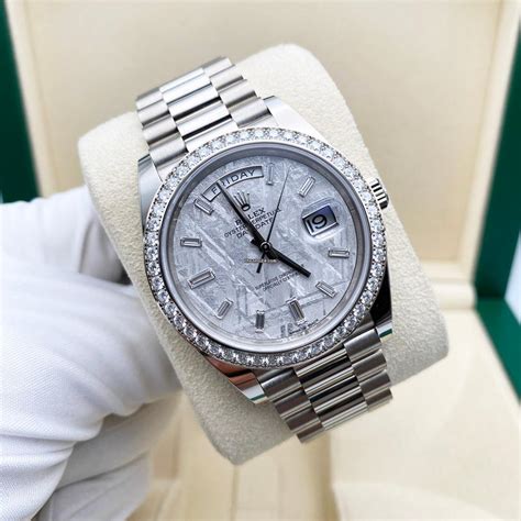 rolex day-date 40 meteorite dial|rolex day date baguette bezel.